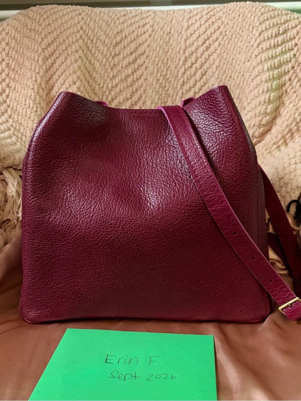 Portland Leather Butterfly Bucket Bag in Orchid with Adjustable Strap